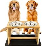 Yangbaga Elevated Dog Bowls, Raised Dog Feeding Station with 2 Bowls, Easy to Clean