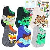 Minecraft Socks Set - Minecraft Accessories Bundle with 6 Pairs of Socks for Boys Age 6-8 Plus Stickers | Gift Set for Kids
