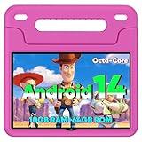 Android 14 Kids Tablet, 2025 Upgraded 10.1 Inch Tablets with Octa-core Processor, 6000mAh Battery, Kid Space, Parental Control,Pre-loaded Kids Apps, 2.4/5GHZ Dual WiFi, Protective Case Included - Red