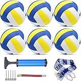 6 Pack Official Size 5 Volleyball Balls Volley Ball of Synthetic Leather,Includes Ball Pump and Net Bag,Competition Volleyball for Indoor Outdoor