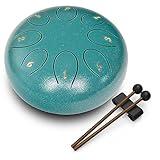 REGIS rain drum for outside，Steel Tongue Drum 8 Notes 6 Inches Chakra Tank Drum Steel Percussion Padded Travel Bag and Mallets，Musical Education Entertainment Meditation Yoga Zen Gifts(malachite)