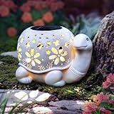 Solar Garden Outdoor Lights, Turtle Outdoor Statues Garden Decor, Solar Lantern with Waterproof Indoor Outdoor Tortoise Decorations for Patio, Lawn, Yard, Unique Gifts for Women, Mom, Grandma