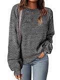 MEROKEETY Women's 2024 Fall Winter Oversized Pullover Sweater Trendy Crew Neck Long Sleeve Heathered Knit Jumper Tops Black X-Large