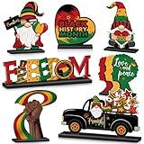 Capoda 7 Pcs Black History Month Decorations Wooden Black History Month Table Centerpieces Black History Month Table Signs Wood Black Freedom Day Table Toppers for Black History Month Party Supplies