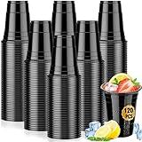 leeauszya 120 Pack 16 oz Black Plastic Cups, Party Cups for Weddings, Birthdays, Halloween and Christmas, Disposable Cups for Travel, Picnics, Barbecues, Beer