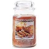 Village Candle Spiced Pumpkin Bread, Large Glass Apothecary, Jar Scented Candle, 21.25 oz