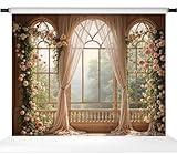 Kate Flower Wall Backdrops for Photography Arch Photo Background Window Curtain Wedding Photo Prop, 10x8ft