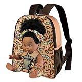 Nice2you Black Baby Doll in Take Along Backpack Carrier, 10in American African Girl Doll for Toddlers and Kids Aged 1-3 2 4 5 Year Old, Backpack for Baby Doll Accessories Storage