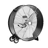 Amazon Basics 30-inch Industrial Drum Fan, UL-Certified, 300W, 2 Speed Settings, Metal Construction, 5.9-Ft Power Cord, 2 Wheels, Black (Previously AmazonCommercial Brand)