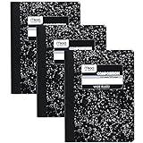 Mead Composition Notebooks, 3 Pack, Wide Ruled Paper, 9-3/4" x 7-1/2", 100 Sheets per Comp Book, Black Marble (38301)