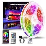 NBBUFF Led Lights for Bedroom 50ft (1 Roll), Color Changing RGB Led Strip Lights with 60 Keys Remote and App Control, Music Sync Led Lights for Room Kitchen Party Home Decor