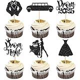 ZHUOWEISM 24 PCS Prom & Graduation Cupcake Toppers, Black, Non-Edible, Class of 2024, College Graduation, Party Supplies