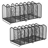 2 Pack-Simple Trending Mesh Desktop File Sorter Organizer, 7-Section Bookshelf For Desk Home Office , Black