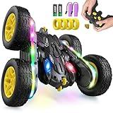 Jimdella Remote Control Car,RC Cars with sides light strip and Headlights,Double Sided 360 Flips Rotating RC Stunt Car,2.4Ghz All Terrain Toys for Ages 4-6 Kids Toy for Boys Girls Birthday Gift(black)