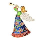 Beauty Blow Horn Angel Brooches Women Enamel Christmas New Year Brooch Pins