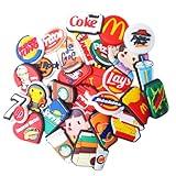 30 Pcs Fast Food Theme Charms for Crocs, Clog, Shoes - Assorted Junk Food & Beverage Design Shoe Charms (Hamburger/Fries/Soda/Coffee Patterns)