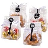 YunKo Cookie Bags for Gift Giving Clear Cellophane Treat Bags for Favors Mini Loaf, Bundt Cake, Hot Cocoa Bomb Packaging With Stickers(100PACK, Black Dot)