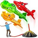 MindSprout Dino Blasters, Rocket Launcher for Kids - Launch up to 100 ft. Birthday Gift, for Boys & Girls Age 3, 4, 5, 6, 7, Years Old - Outdoor Toys, Family Fun, Dinosaur Toy, Kids Toys