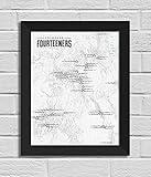 Best Maps Ever 58 Colorado 14ers Checklist 11x14 Print (Gray | Black Frame)