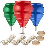 Authentic Spinning Tops Classic Wooden Trompos [Set of 3]