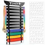 Winartton 12 Belts Karate Belt Display Rack with Stickers, Martial Arts Belt Display Holder, Taekwondo Belt Jiu Jitsu Belt BJJ Belt Display Hanging Holder for Kids and Adults