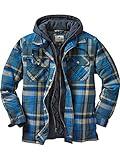 Legendary Whitetails Men's Standard Maplewood Hooded Shirt Jacket, Slate Hatchet Plaid, Large