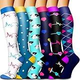 Bluemaple 6 Pack Copper Compression Socks for Women Circulation-Best Support for Medical, Running, Nursing, Athletic