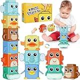 Stacking Toys Set for Toddlers 18+ Months, 6 in 1 Infant Sensory Toys with Changing Expressions, Pressable Animal Stacking Blocks, Christmas Birthday Gifts for 1 2 3 4 Years Old Baby Boys Girls