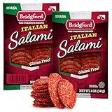 Bridgford Italian Salami 5 oz Pack of 2 - Zero Carb Healthy Salami Sliced Charcuterie Meat for Your Charcuterie Boards or Antipasto Platters - Ready-to-Eat Snack for On-the-Go Snacking