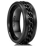 King Will INTERTWINE 8mm Spinner Ring Black Stainless Steel Fidget Ring Anxiety Ring For Men Size 10