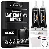 Black Leather Repair Kit for Car Interior, Leather Seat Repair Kit for Cars, Car Seats, Steering Wheel, Dashboard, Console, Easily Restores Faux, Artificial, Genuine Pleather With Easy Instructions