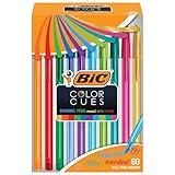 BIC Color Cues Pen Set (WMSUA60-AST), 60-Count Pack, Assorted Colors, Fun Color Pens for School Supplies, Includes Cristal Xtra Smooth Ballpoint Pens