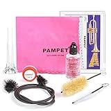 PAMPET Trumpet Care Kit, Professional Trumpet Cleaning Kit Care Your Trumpet with Valve Oil, Brass Polishing Spray, Slide Grease, Brushes