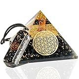 Orgone Pyramid Crystal - Black Tourmaline Necklace Protection Healing Pendant Copper - Black Orgonite Pyramid for Magnetic Therapy– Crystal Orgone Generator for Self Growth Spiritual Protection