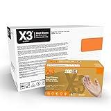 X3 Clear Vinyl Disposable Industrial Gloves, 3 Mil, Latex & Powder-Free, Food-Safe, Non-Sterile, Smooth, Small, Case of 2000