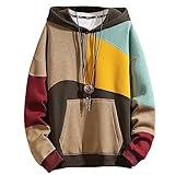 Covisoty Hoodies for Men & Woman Pullover, Mens Fashion Hip-Hop Hooded Sweatshirt Casual Long Sleeve Khaki M