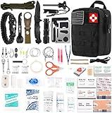 216 Pcs, Professional Survival Gear Equipment Tools First Aid Supplies kit for SOS Emergency Hiking Hunting Disaster Camping Adventures (Black)