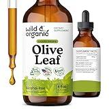 Wild & Organic Olive Leaf Liquid Extract - Olive Leaf Supplement for Immune Support - Oleuropein Liquid Drops - Vegan, Sugar & Alcohol Free Tincture - 4 fl oz