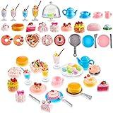 48 Pieces Miniature Food Drinks Bottle Toys Mixed Pretend Food for Dollhouse Kitchen Accessories Mini Cooking Food Toys for Kids Fake Cake Ice Cream Bread