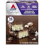 Atkins Endulge Chocolate Coconut Flavored Bar, Low Sugar Treat, High in Fiber, 16 Count