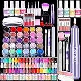 SAVILAND Dip Powder Nail Kit with Drill: Starter Set 30 Colors Summer Spring Keratin Dip Nails Powder with Essential Liquid Set Activator Base Top Coat Cuticle Oil for DIY Manicure Nail Art