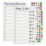 2 pcs Blank to Do List Boards Chore Checklist Boards for Kids with 4 Color Stickers Stick-on Chore Chart Daily Checklist