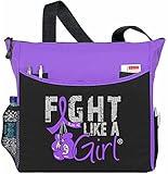 Fight Like a Girl Knockout Dakota 5-Pocket Tote Bag for Lupus, Pancreatic Cancer, Epilepsy Awareness - Purple