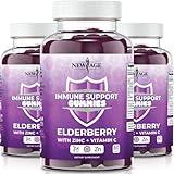 NEW AGE Immune System Support Gummies - Sambucus Black Elderberry Gummies with Vitamin C and Zinc (Immune Support 180 Gummies)