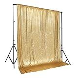 PartyDelight Sequin Backdrop Sparkly Gold 10Ftx10Ft Photograph Back Drop Wedding Curtain Special Events