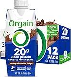 Orgain Clean Protein Shake, Grass Fed Dairy, Creamy Chocolate Fudge - 20g Whey High Protein, Kosher, Ready to Drink, Low Net Carbs, Gluten Free, No Soy Ingredients, 11 Fl Oz (Pack of 12)