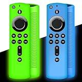 Wevove (2 PCS) Fire Stick Remote Cover Glow, Fire TV Stick Remote Cover Case, Shockproof Anti Slip Silicone Remote Case, Compatible with Fire TV Stick 4K Voice Remote Control