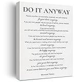 Inspirational Canvas Wall Art Motivational Do It Anyway Quote Canvas Print Positive Canvas Painting Office Home Wall Decor Framed Gift 12x15 Inch