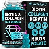 Biotin Collagen Gummies – Hair Skin and Nails Vitamins for Women & Men – Hair Growth Vitamins: B1, B2, B3, B5, B7, B9, B12, Collagen, Keratin, Vitamin A & D – Hair Growth Supplement – 60 Gummy Bears