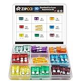 ZIPCCI 80 Pcs Standard Car Fuse, Fuses Assortment kit(1A/3A/5A/10A/15A/20A/30A/40A) Automotive Blade Fuse for RV, Truck, Marine, Auto Accessories